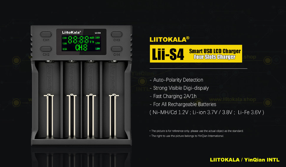 Зарядний пристрій Liitokala Lii-S4, 4 канала, Ni-Mh/Li-ion/LiFePo4, USB, LCD, Box Київ - фото 3