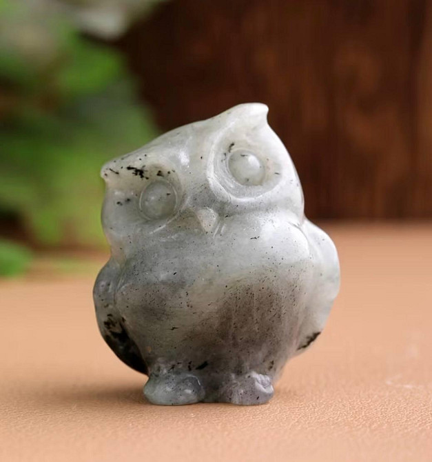 Сова з лабрадориту 3.5 см, фігурка сова камінь натуральний, талісман мудрості Київ - фото 1