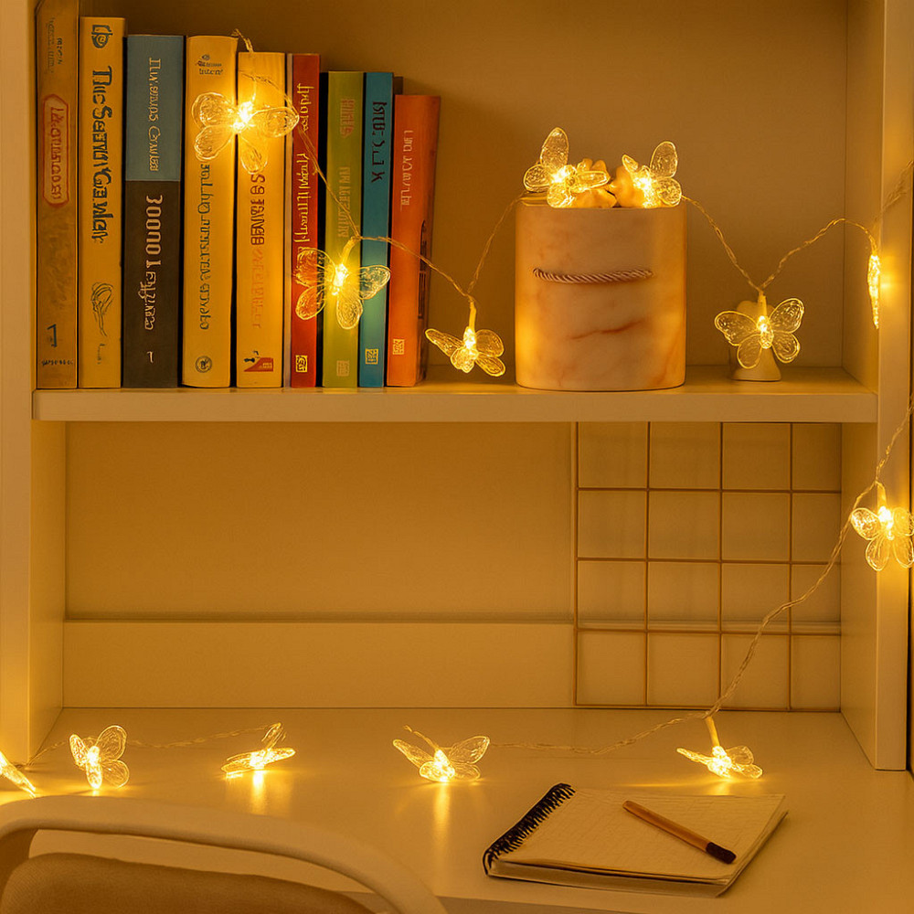 LED гірлянда нитка Метелики прозорі 3.5 м,від USB,Жовте світло SBR Київ - фото 7
