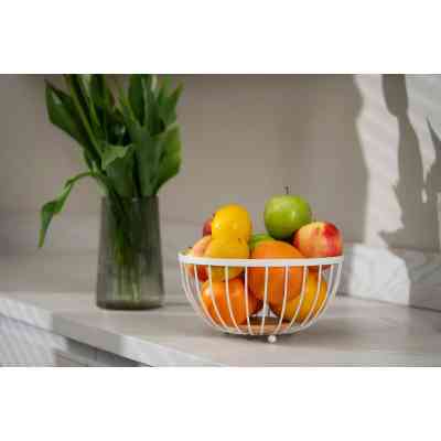 Фруктовница Ardesto Midori 25х25х13см, метал, дерево, білий (AR0904W) Винница