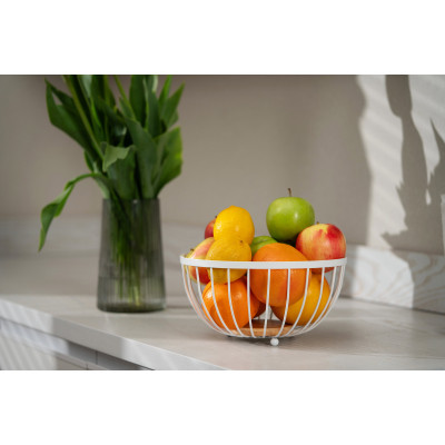 Фруктовница Ardesto Midori 25х25х13см, метал, дерево, білий (AR0904W) Винница - изображение 4