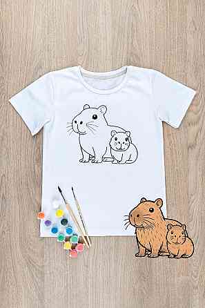 Футболка-розмальовка дитяча Капібара та малюк Юрма- Одяг Київ