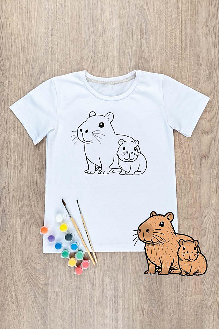 Футболка-розмальовка дитяча Капібара та малюк Юрма- Одяг Київ - фото 2