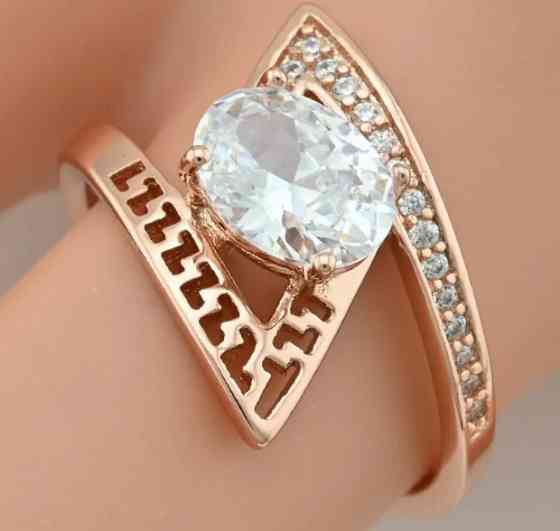 Кольцо Xuping 15046, 19 размер (ширина 10мм), белые фианиты, позолота РО Киев