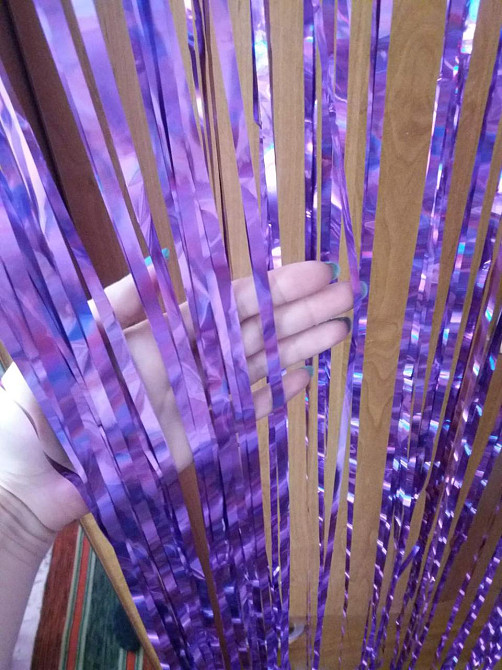 Дощик для фотозони з голограмою 2 м на 1 м фіолетовий Київ - фото 5