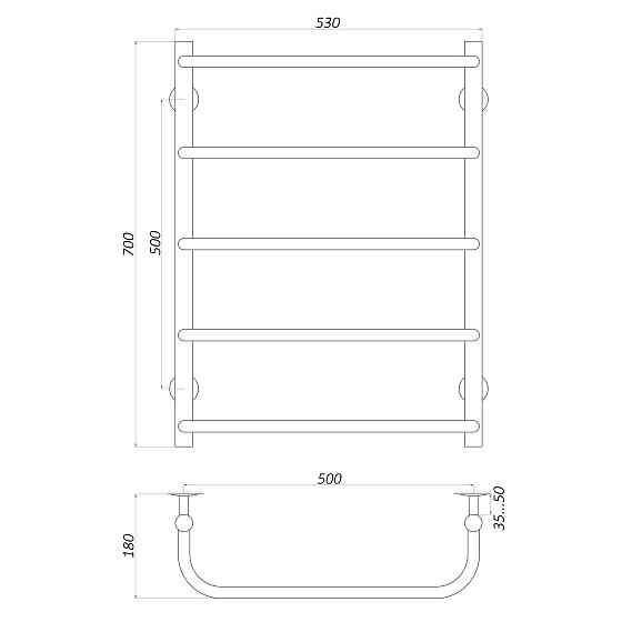 Рушникосушарка UNIO LS W 700-500-5 Драбинка Скоба вода Киев