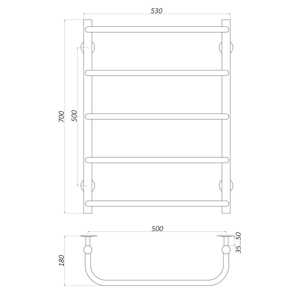 Рушникосушарка UNIO LS W 700-500-5 Драбинка Скоба вода Тернополь - изображение 5