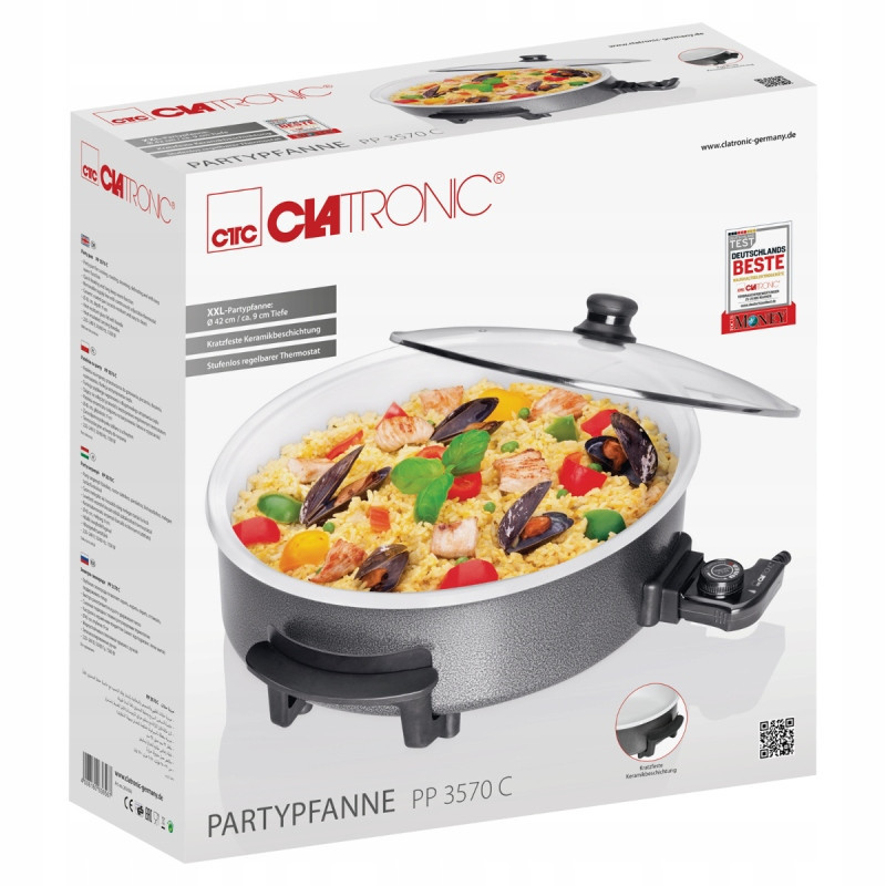 Электрическая сковорода с крышкой 42 см керамическая поверхность Clatronic PP (3570) Нововолынск - изображение 8