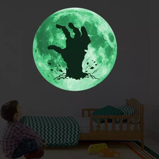 Наклейка на Хэллоуин фосфорная Рука 30 см салатовый Киев