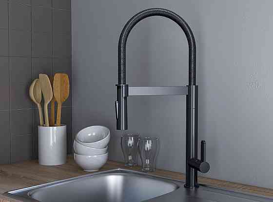 Змішувач для кухні з гнучким виливом IMPRESE PIVOT SS чорний/матовий f034 Київ