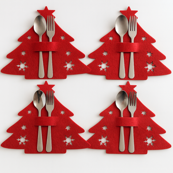 Новогодний декор для стола Елочки 4 штуки 20 на 17 см красный Киев