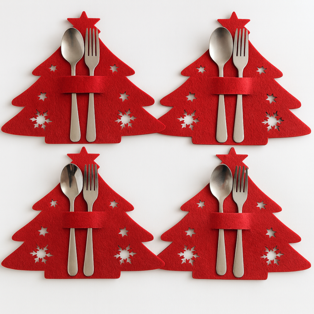 Новогодний декор для стола Елочки 4 штуки 20 на 17 см красный Киев - изображение 2