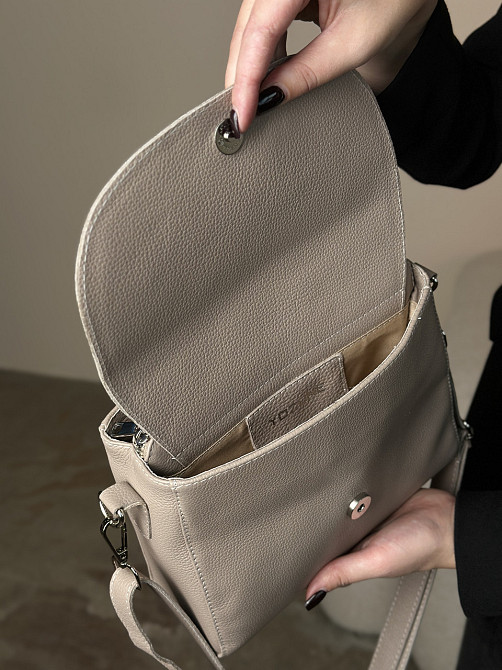 Жіноча сумочка, стильна сумка з натуральної шкіри, маленька бежова сумка клачMasterSem Київ - фото 3