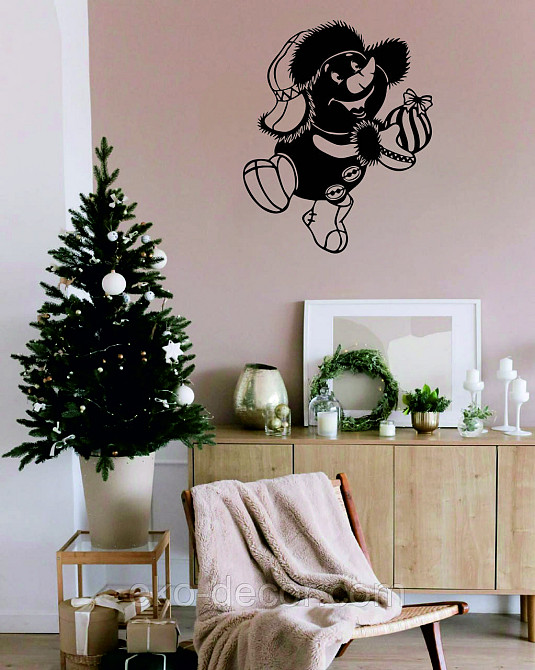 Декоративне настінне Панно «Сніговик», Декор на стену 90*73 см, Чорний Київ - фото 2