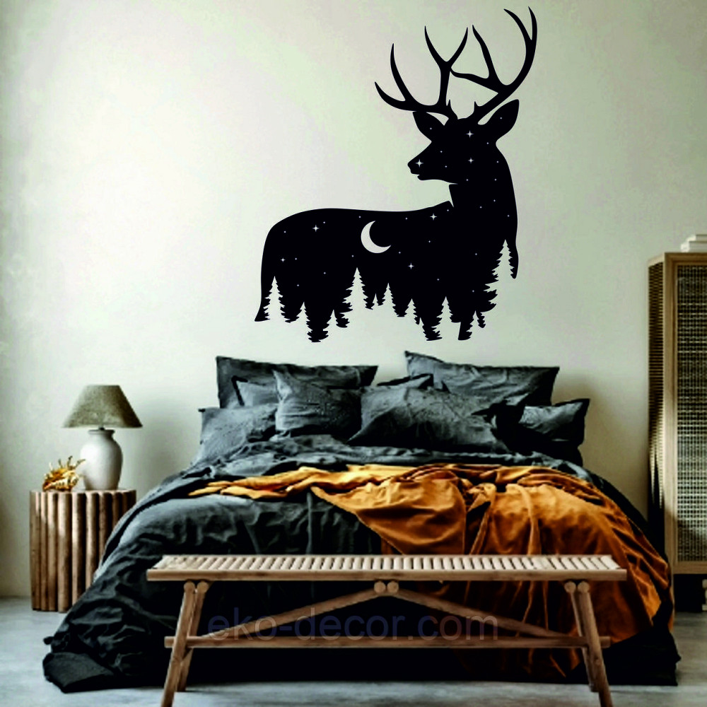 Декоративное настенное Панно «Новогодний олень» Декор на стену 90*75 см, Черный Киев - изображение 4