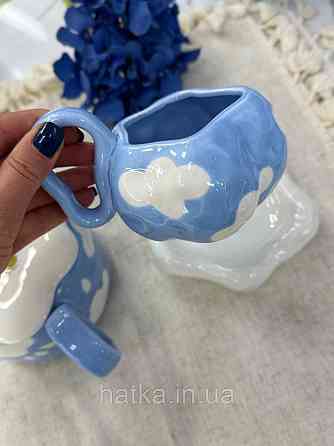 Чашка з блюдцем хмаринкою кераміка Olens "Біла хмаринка" 380 мл 8030-443 Київ