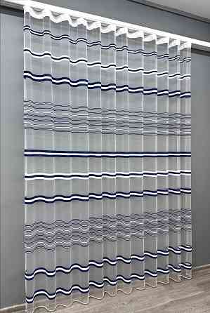 Тюль VR-Textil 1773т Фатин полосы Синий с белым 300х270 см (42-0764) Киев