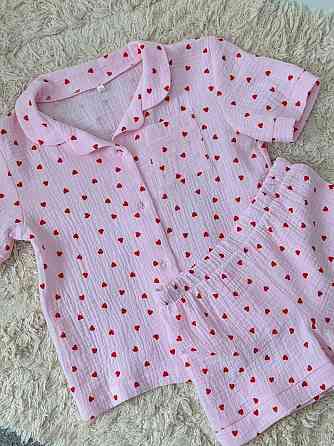 Дитяча муслінова піжама з серцями Рожевий р 110-116 Харків