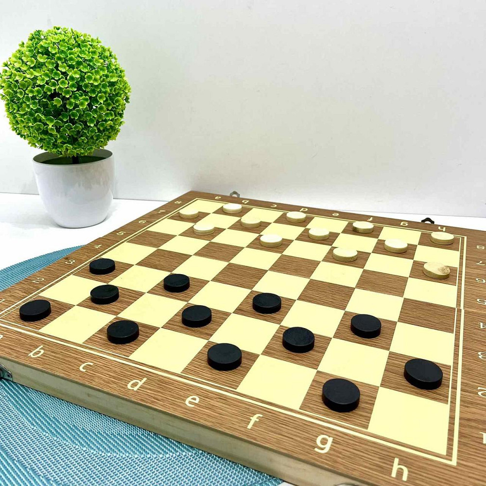 Шахи набір 3 в 1 нарди шашки дерев'яна дошка (QP002) Чернігів - фото 7