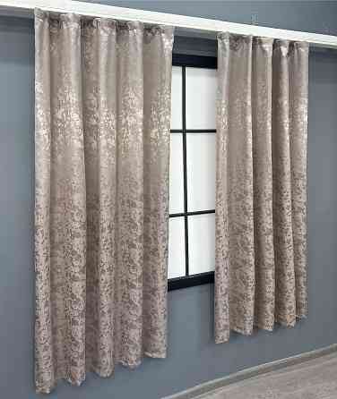 Комплект коротких штор VR-Textil Льон мармур Pavliani VO № 1715ш світло-пудровий 130х170 см 2 шт (35-0341) Київ