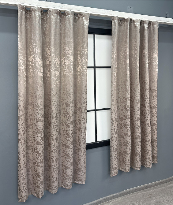Комплект коротких штор VR-Textil Льон мармур Pavliani VO № 1715ш світло-пудровий 130х170 см 2 шт (35-0341) Київ - фото 3