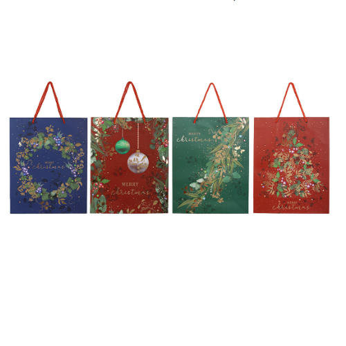 Подарунковий пакет з новорічним принтом 39*30*12см, 4 дизайни Житомир