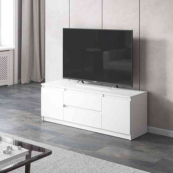 Тумба под телевизор VAYS, для гостиной, современная, 2 выдвижных ящика и две двери, без ручек R-28 Белый Львов