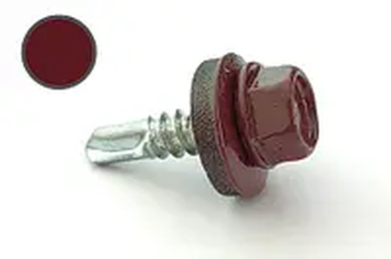 Покрівельний саморіз 4,8*19 RAL 3005 із свердлом по металу (пач. 50 шт.) винно-червоний Харків