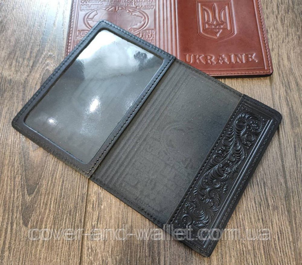 Шкіряна обкладинка на паспорт з тисненням «Герб України» Київ - фото 4