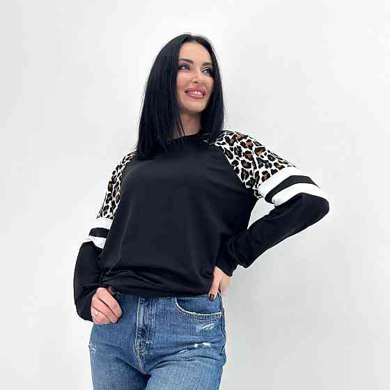 Жіночий світшот зі вставками "Artes" оптом | Норма Чорний, 42-44 Київ