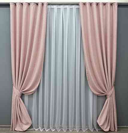 Комплект готовых штор VR-Textil Лен № 1737ш Розовый 150х270 см 2 шт (33-0726) Киев