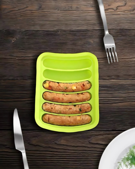 Форма для сосисок силіконова форма для випікання ковбасок на 6 секцій набір 2 шт жовта/зелена Київ - фото 6