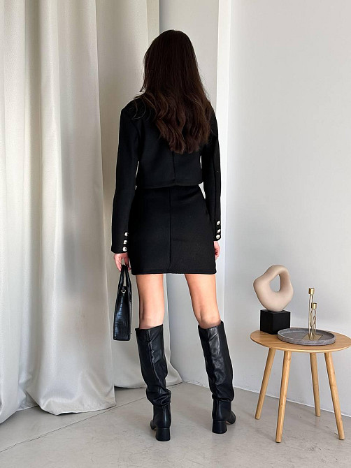 Твідовий жіночий костюм з піджаком та спідницею Чорний 42/46 Харків - фото 7