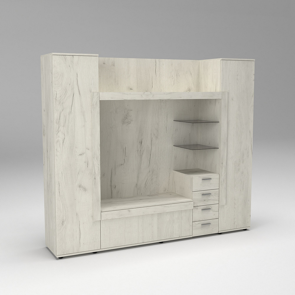 Стенка в гостиную под ТВ Exo-1, Дуб Крафт Білий, 2160х420х1850 Львов - изображение 3