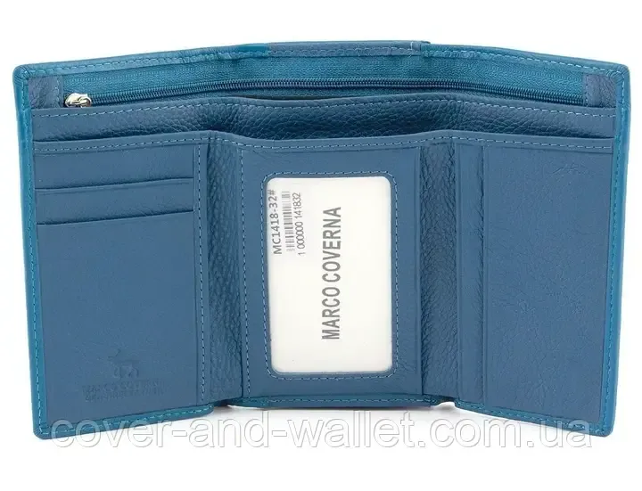 Невеликий жіночий гаманець блакитного кольору із натуральної шкіри Marco Coverna MC 1418 Київ - фото 5