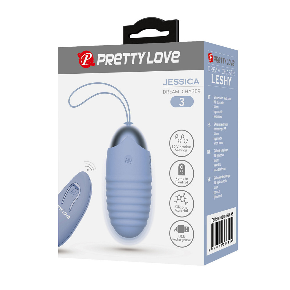 Виброяйцо вагинальное Pretty Love Jessica Dream с пультом, голубое, 7.2 х 3.3 см Sex Aura Киев - изображение 8