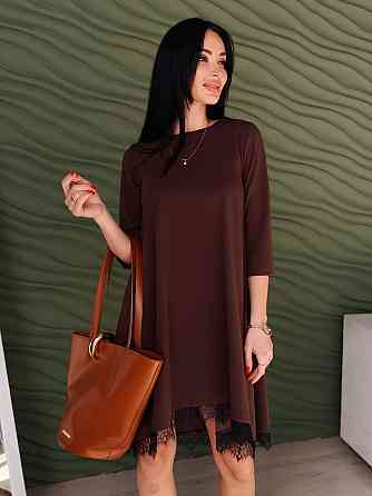 Плаття трапеція з мереживом "Emma" |  Норма та батал Шоколадний, 54-56 Київ