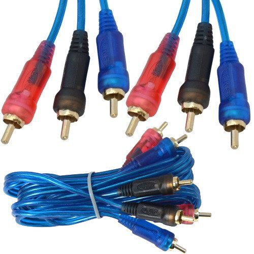 Шнур з'єднувальний , 3 RCA х 3 RCA, gold, діам.-3,5х10,5мм, прозоро-синій, 1,5 м Полтава - фото 1