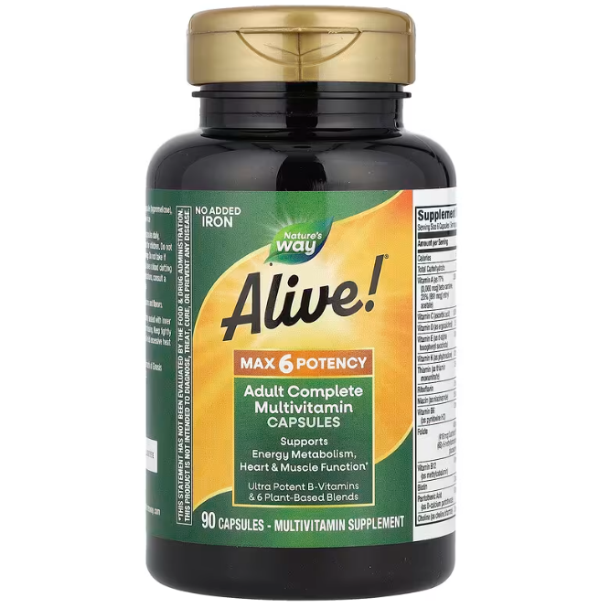 Мультивітаміни без заліза Nature's Way Alive! Adult Complete Multivitamin 90 капсул Київ - фото 2
