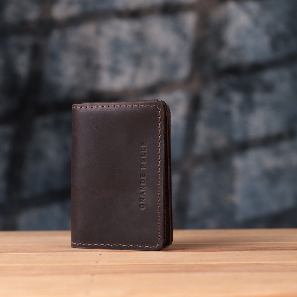 Стильна обкладинка на автодокументи у вінтажній шкірі GRANDE PELLE 22873 Темно-коричнева Київ - фото 9