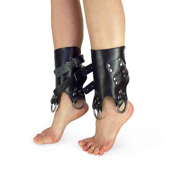 Поножі-манжети для підвісу за ноги Art of Sex – Leg Cuffs For Suspension, чорні, натуральна шкіра Sex Aura Київ