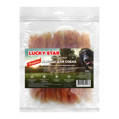 Ласощі для собак Lucky Star Соломка з курячого в'яленого м'яса ≈11 см 200 г (4820144301063) Вінниця - фото 2
