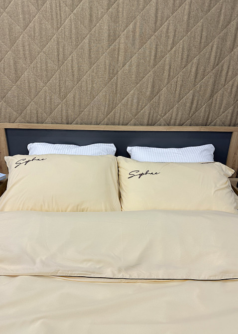 Комплект постільної білизни Сатин, Двоспальний 180х220 Кремовий (88-143) Київ - фото 5