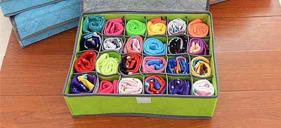 Органайзер для білизни та шкарпеток на 24 осередки Бамбуковий (Зелений) з кришкою Вінниця