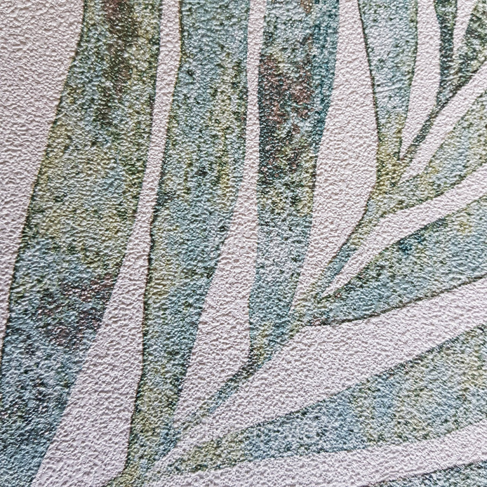 Шпалери вінілові на флізелін Rasch Linares 0.53х10 папороть листя зелені бірюзові на білому 617443 Київ - фото 4