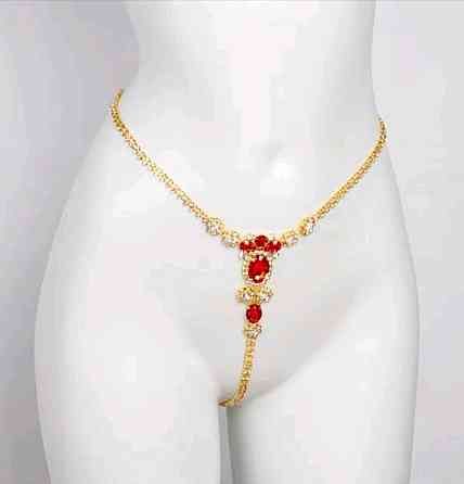 Трусики з камінням еротичні one size золотистий Київ