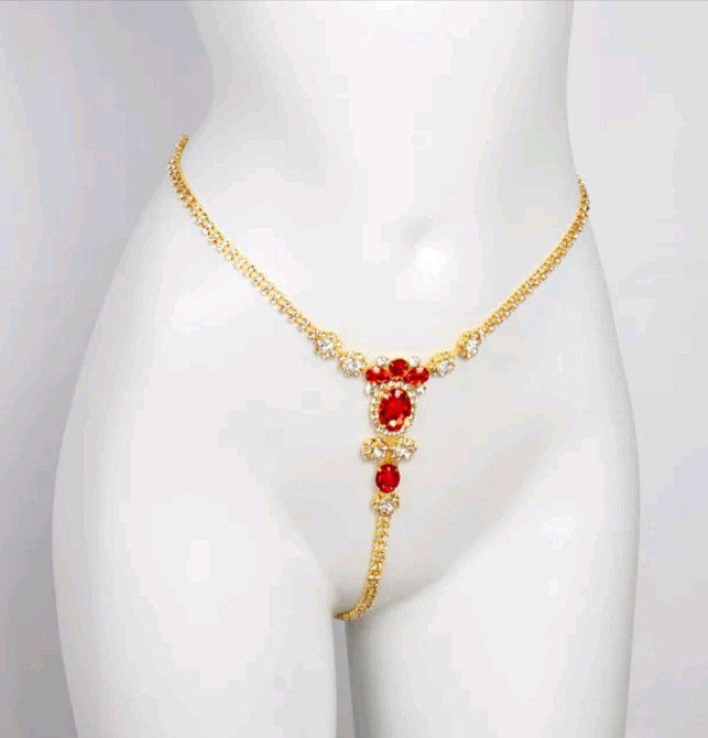 Трусики з камінням еротичні one size золотистий Київ - фото 1