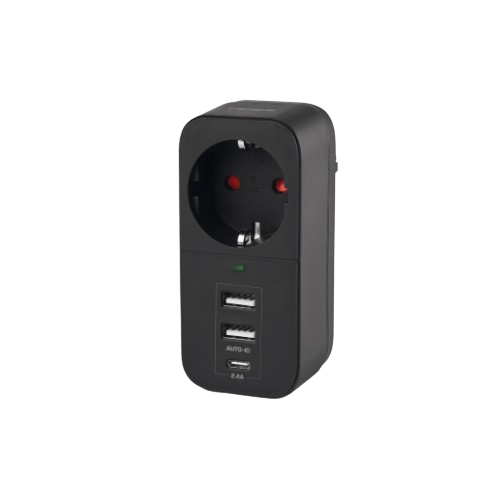 Мережевий адаптер 1 розетки/2USB-A/1Type-C із заземленням чорний VF-AD1G2U1C-B Oncord Videx Житомир