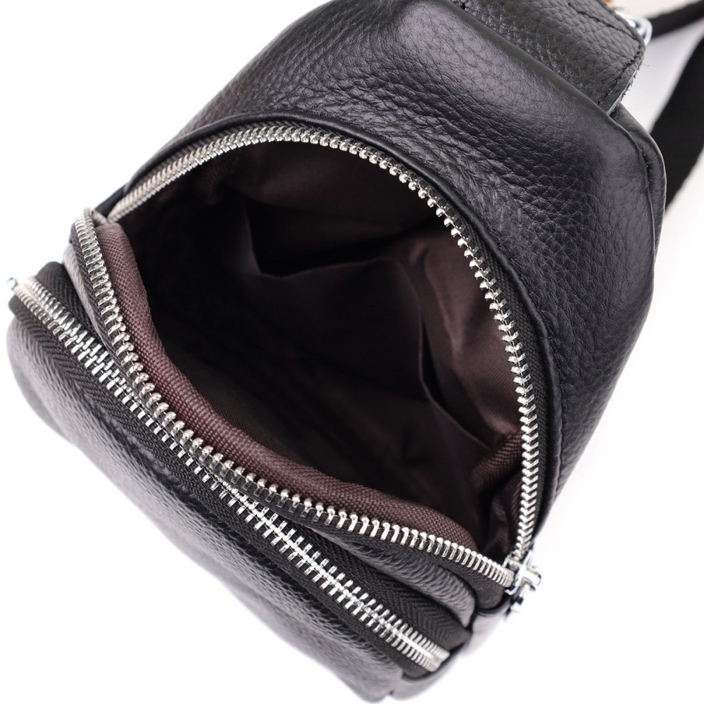 Жіноча сумка слінг із натуральної шкіри Vintage 22935 Чорний Київ - фото 7