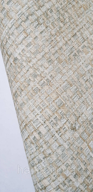 Обои виниловые на флизелине Rasch County Living метровые плетенка мешковина структурные зеленые с желтым Киев - изображение 3